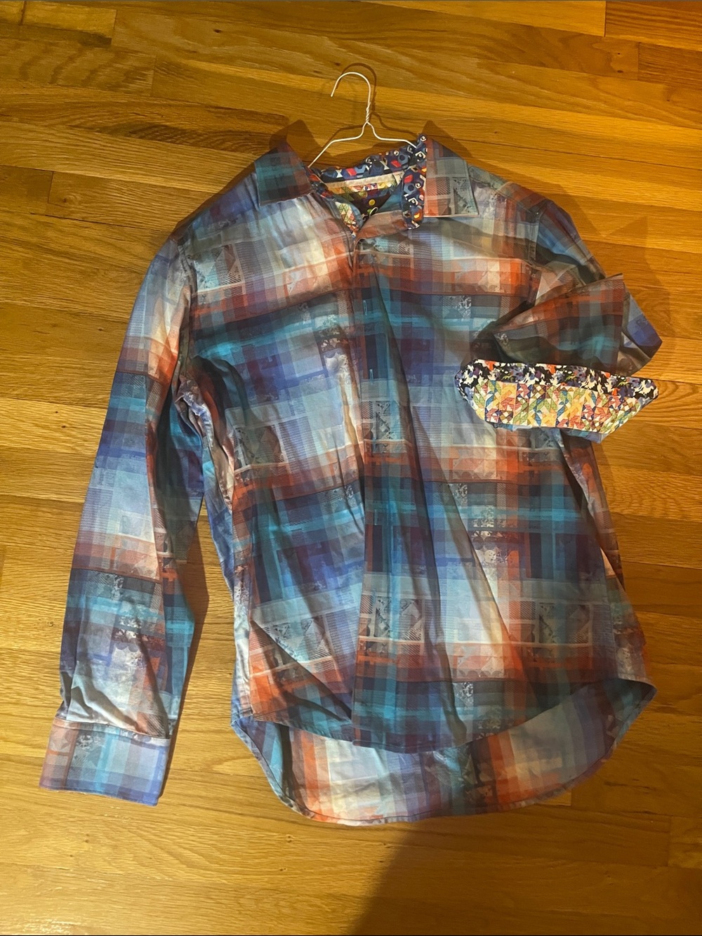 Robert Graham Multi-Blue & Orange Plaid Button-Down Shirt
